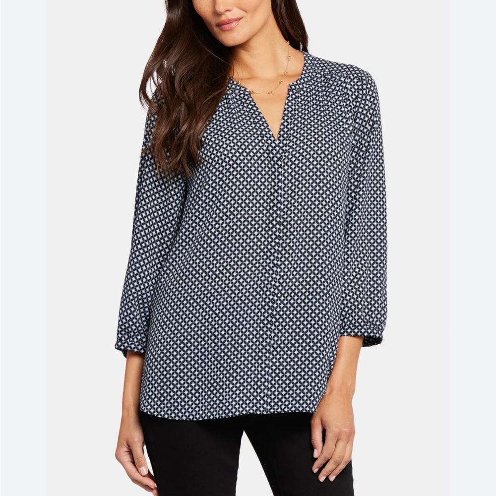 NYDJ Pintuck Blouse Diamond Peak Design Women’s Size XS